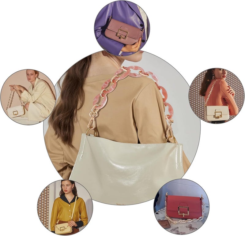 comfrt Chunky Acrylic Purse Handle, 14.7 Inch Short Resin Bag Chain Handbag Chain Strap Replacement Summer Bag Shoulder Strap Decoration Chain DIY Bag Making Accessory for Clutch Crossbody Bag(Pink) - Image 5