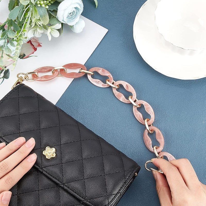 comfrt Chunky Acrylic Purse Handle, 14.7 Inch Short Resin Bag Chain Handbag Chain Strap Replacement Summer Bag Shoulder Strap Decoration Chain DIY Bag Making Accessory for Clutch Crossbody Bag(Pink) - Image 3