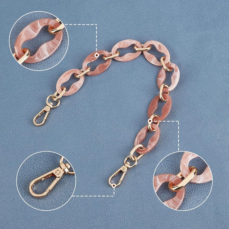 comfrt Chunky Acrylic Purse Handle, 14.7 Inch Short Resin Bag Chain Handbag Chain Strap Replacement Summer Bag Shoulder Strap Decoration Chain DIY Bag Making Accessory for Clutch Crossbody Bag(Pink) - Image 4