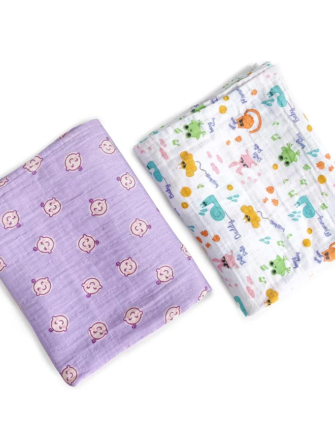 ميلك آند مو مجموعة بطانيات لف الأطفال قطعتين من ميلك آند مو