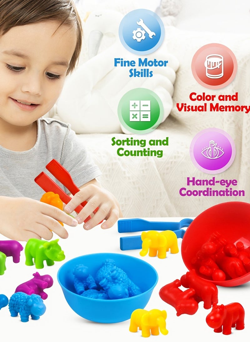 60pcs Montessori Color Sorting & Counting Toys for Toddlers – Fine Motor Skills Educational Math Manipulatives  – Preschool Learning STEM Toy for Kids Ages 3-5 - Image 4