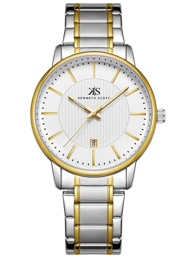 KENNETH SCOTT Kenneth Scott Men's White Dial Analog Watch - K22028-TBTW