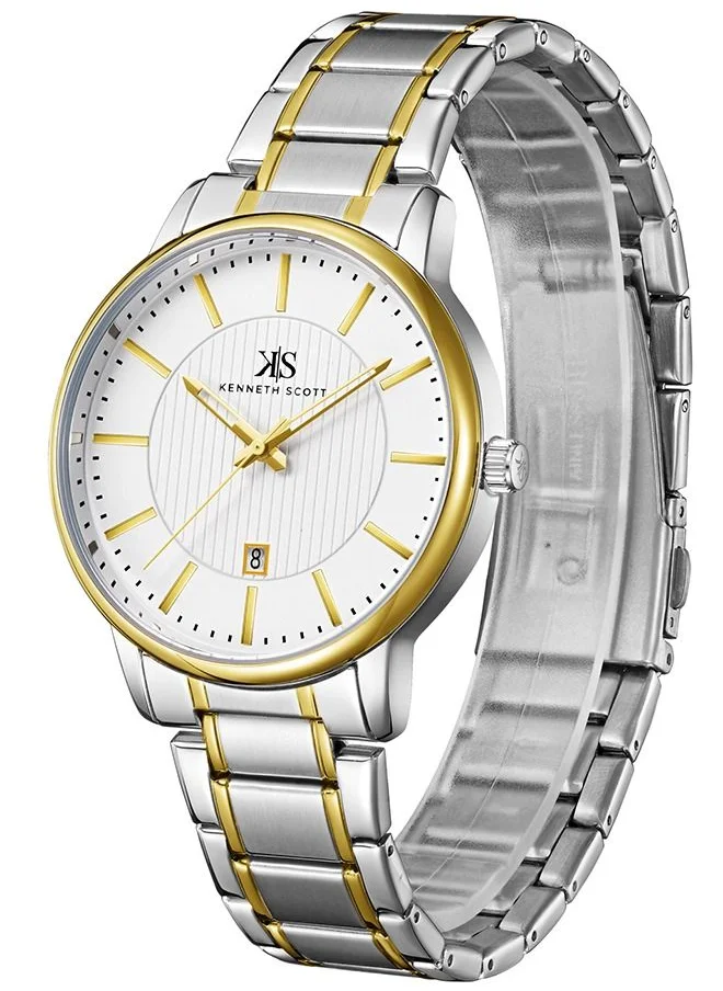 KENNETH SCOTT Kenneth Scott Men's White Dial Analog Watch - K22028-TBTW