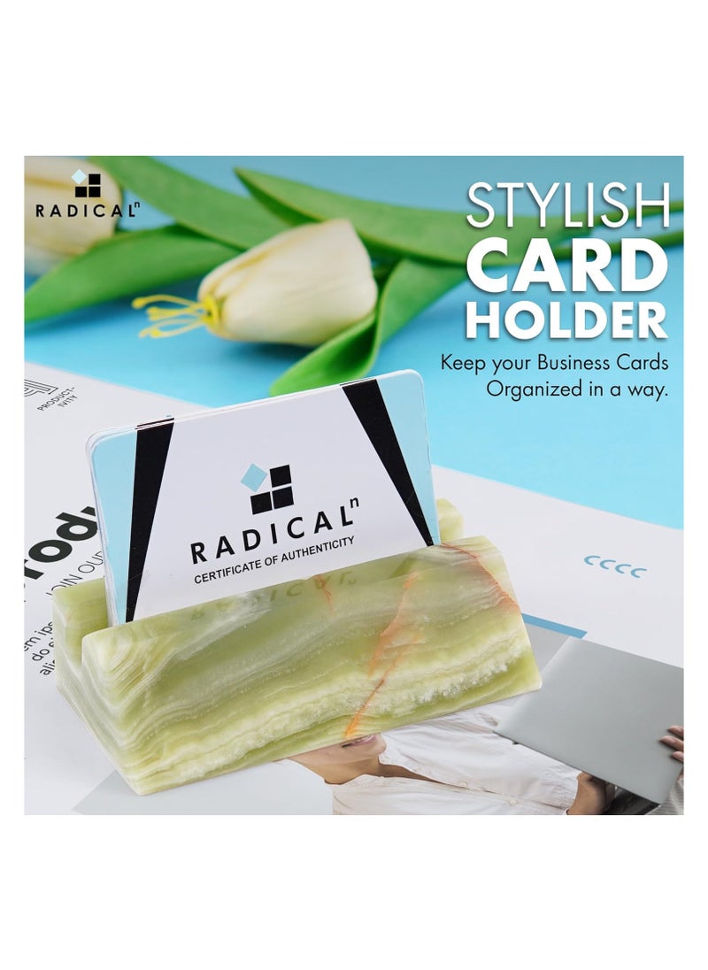 RADICALn Radicaln Business Card Holder Green Handmade Marble Office Desk Organizers Small Business Supplies Home Office Décor  Ideal For Gift Cards Credit Card Holder Table Card Holders  - Image 2
