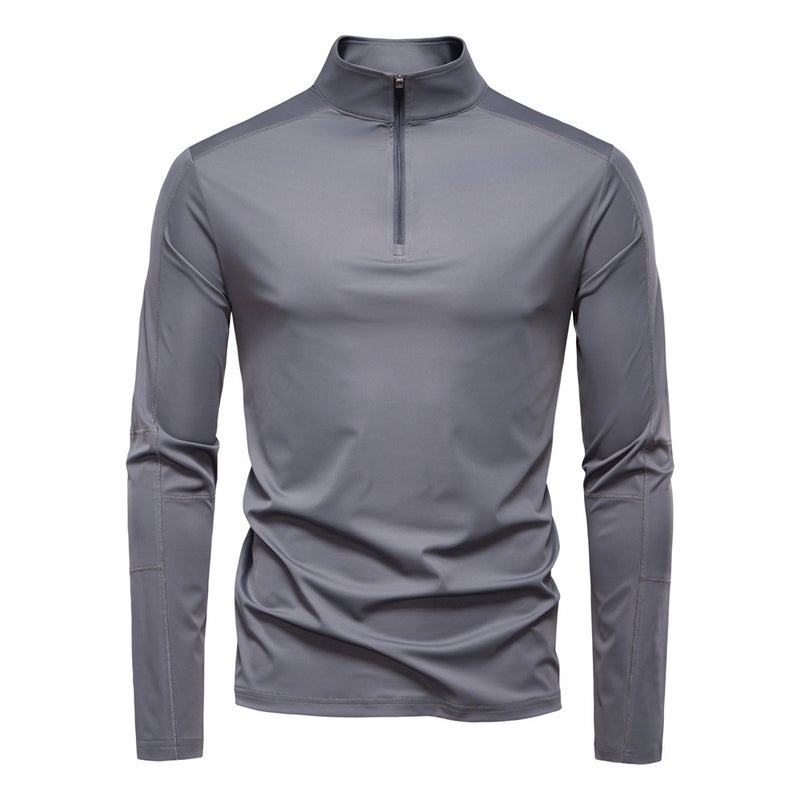 Spring and Summer 2025 New Men''s Sunscreen UPF100 Base Shirt Long-sleeved Half-zipper T-shirt for Men - Image 2