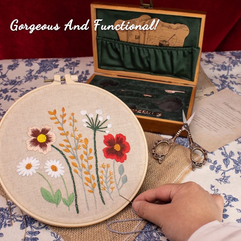 TALERLUV Vintage Embroidery Scissors Kit, Victorian Needlework Gift Set with Antique Shear, Thread Cutter, Thimbles, Needles, Awl, Bodkin, Winding Board for Sewing, Knitting, Cross Stitch, Quilting - Image 3