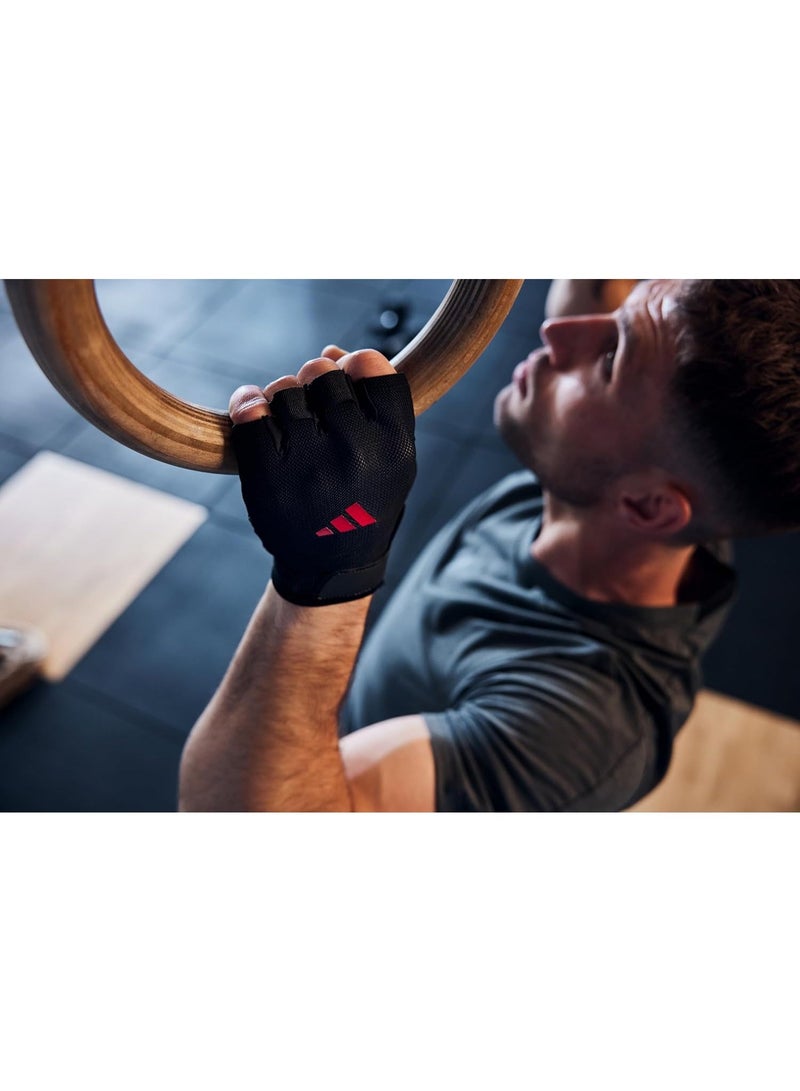 اديداس قفازات تدريب أديداس الأساسية – أحمر، مقاس M، مبطنة وقابلة للتهوية للراحة والثبات أثناء التمارين - Image 4