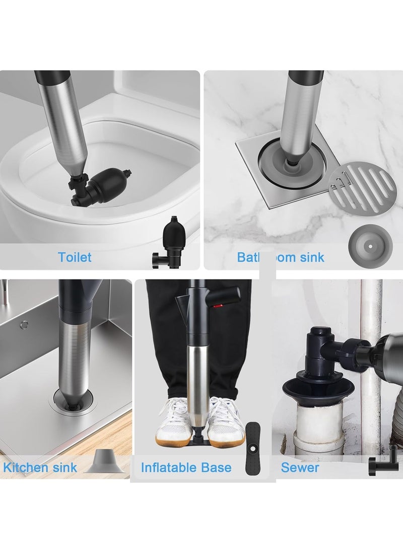 AROAQ - Toilet Plunger，Drain Clog Remover Tools,drain snake，High Pressure Air Toilet Plungers Heavy Duty Plunger For Toilet,Bathroom,Floor Drain - Image 1