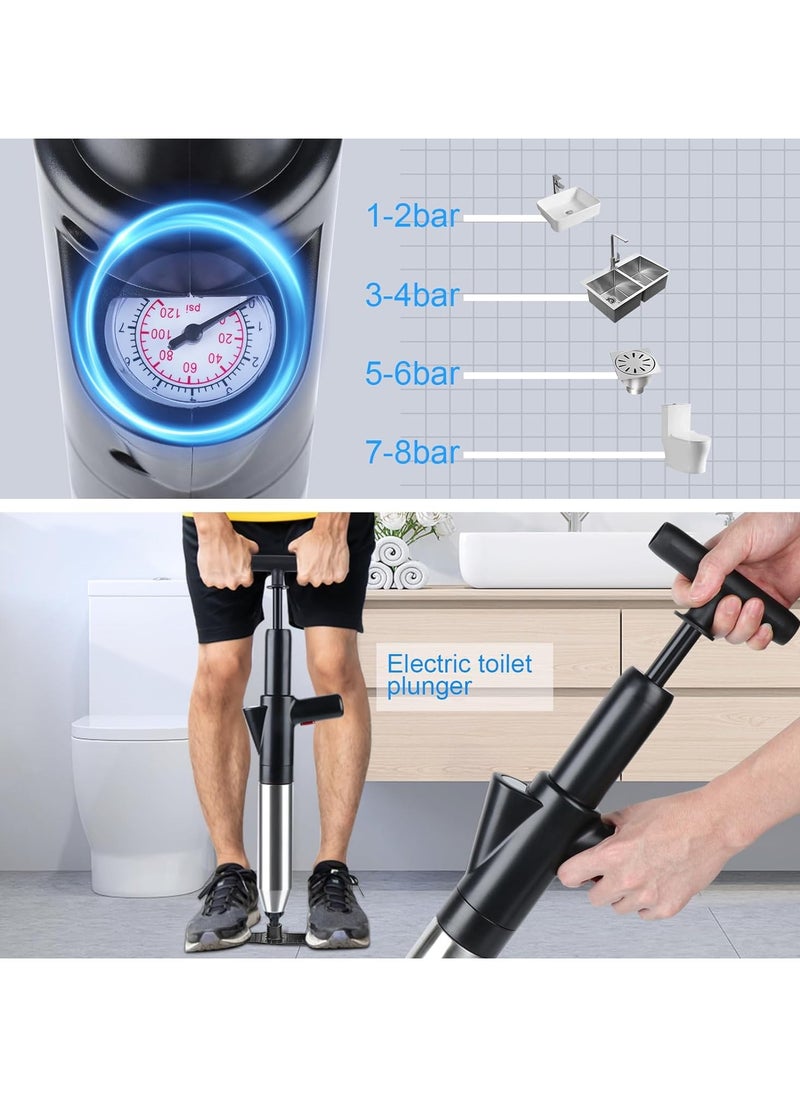 AROAQ - Toilet Plunger，Drain Clog Remover Tools,drain snake，High Pressure Air Toilet Plungers Heavy Duty Plunger For Toilet,Bathroom,Floor Drain - Image 1