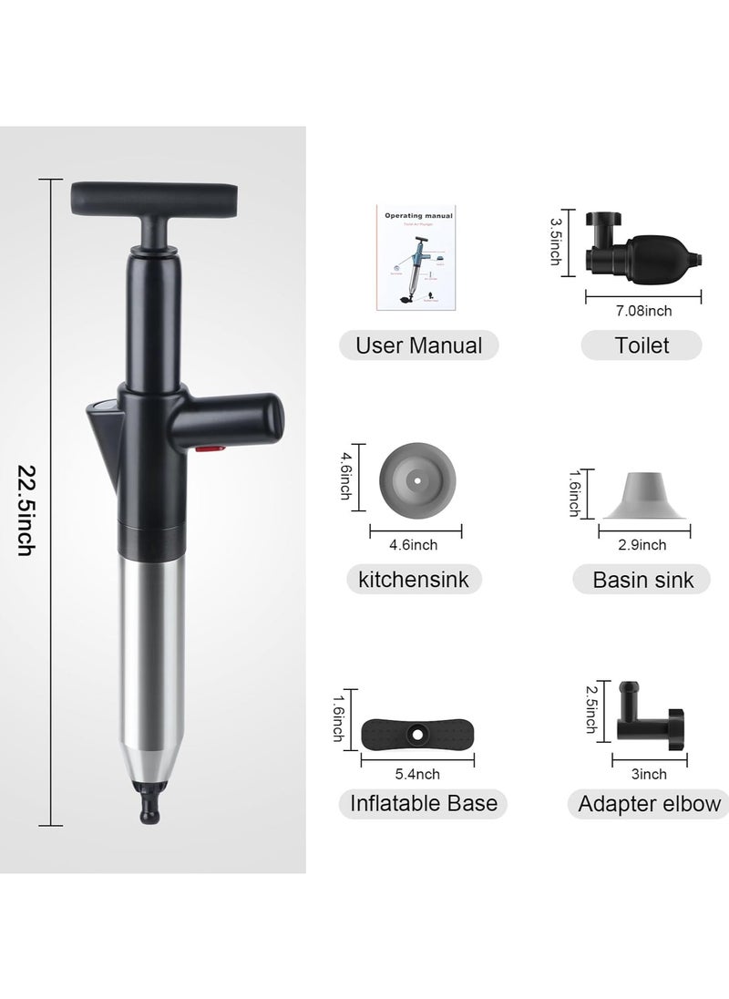 AROAQ - Toilet Plunger，Drain Clog Remover Tools,drain snake，High Pressure Air Toilet Plungers Heavy Duty Plunger For Toilet,Bathroom,Floor Drain - Image 1