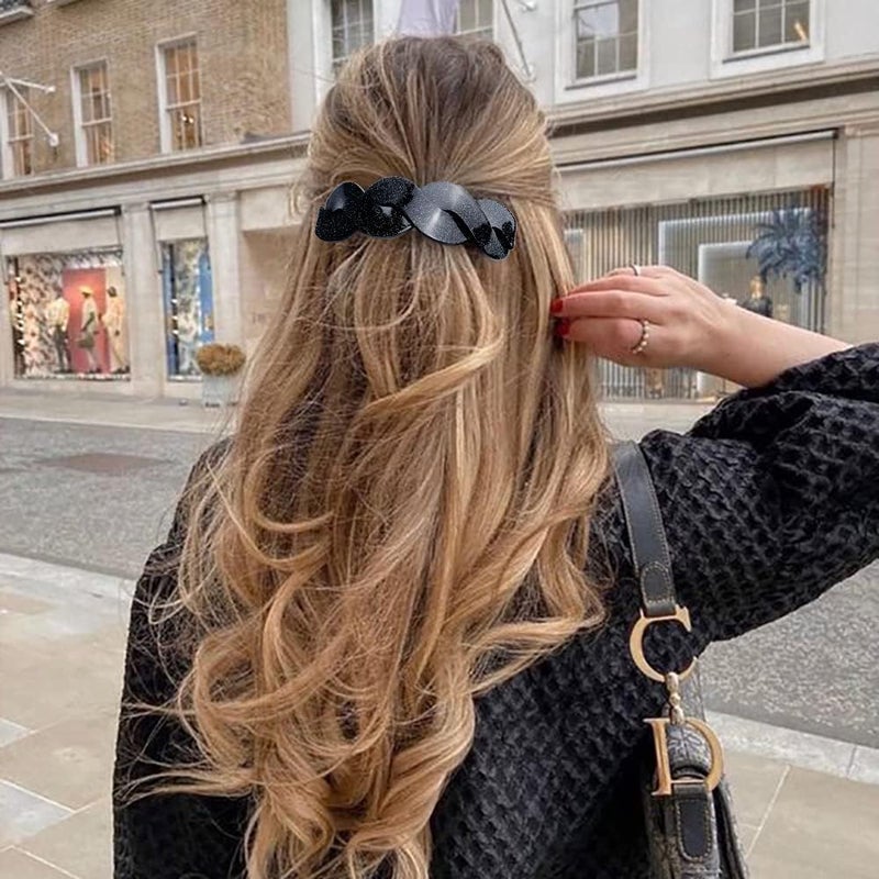 LAPOHI 3 Pieces Large Barrettes for Women, Interweave Wider Hair Clips Hair Accessories for Thick Curly Fine Updo Hair (Glitter) - Image 2