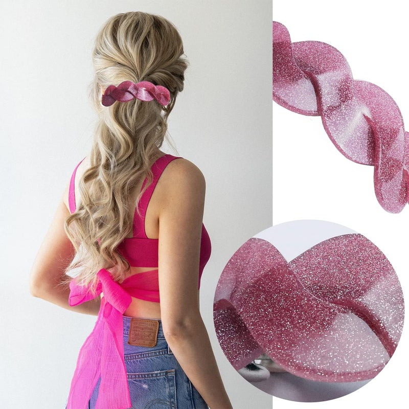 LAPOHI 3 Pieces Large Barrettes for Women, Interweave Wider Hair Clips Hair Accessories for Thick Curly Fine Updo Hair (Glitter) - Image 5