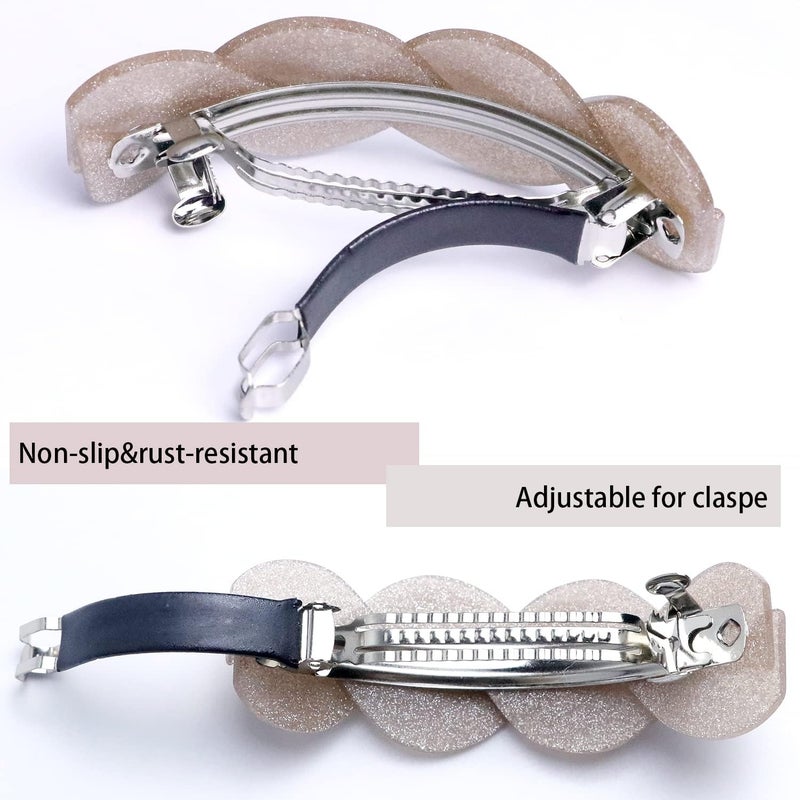 LAPOHI 3 Pieces Large Barrettes for Women, Interweave Wider Hair Clips Hair Accessories for Thick Curly Fine Updo Hair (Glitter) - Image 4