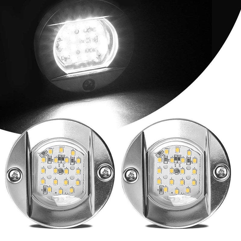 HUSUKU Marine Courtesy Lights, 316 Stainless Steel, SOOP3 P0-1 1200LM 3" White Round 18LED IP65 Boat Transom Mount Light, Waterproof LED Lights Stern/Interior/Cockpit/Pontoon/Marine Lights 10-36V - Image 1