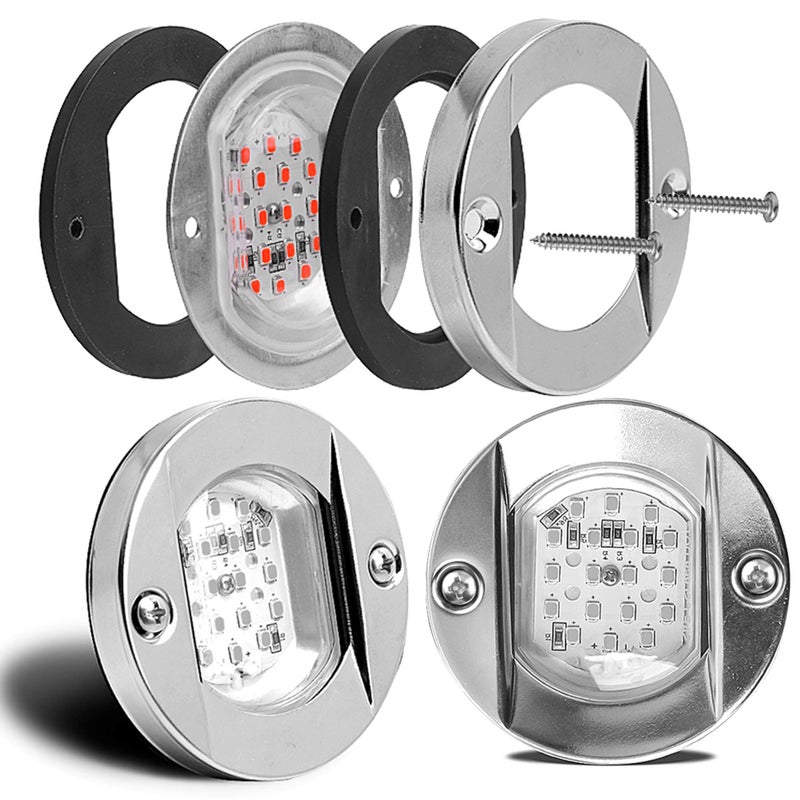 HUSUKU Marine Courtesy Lights, 316 Stainless Steel, SOOP3 P0-1 1200LM 3" White Round 18LED IP65 Boat Transom Mount Light, Waterproof LED Lights Stern/Interior/Cockpit/Pontoon/Marine Lights 10-36V - Image 4