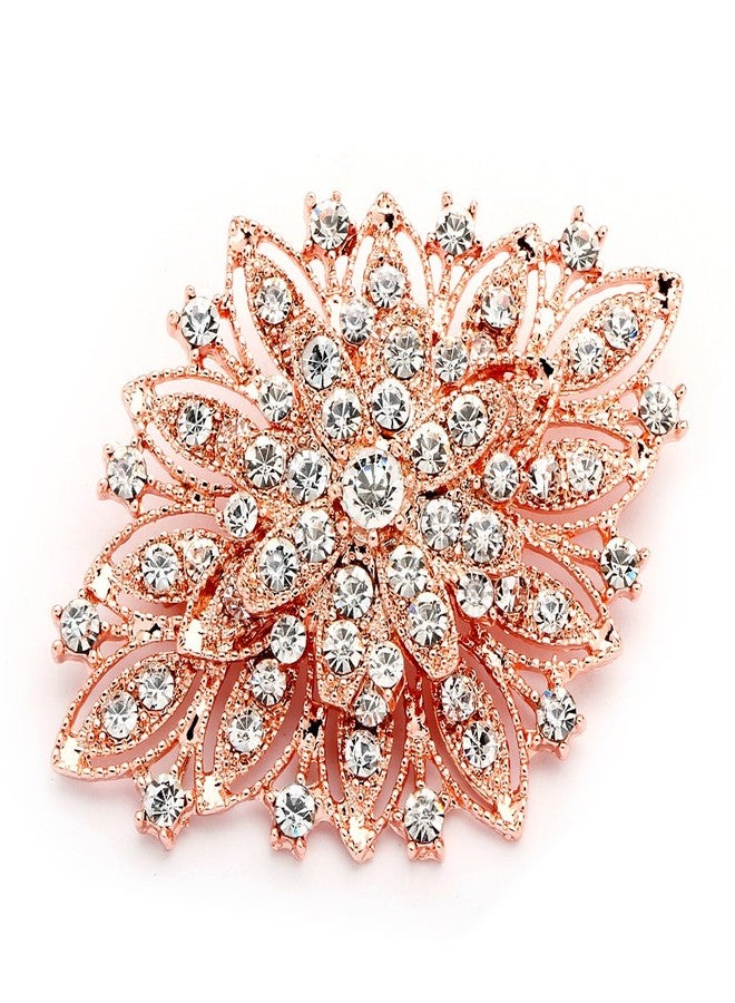 Mariell Rose Gold Wedding Jewelry Crystal Bridal Brooch Pin for Brides, Bridesmaids, Mother of the Bride - Image 1