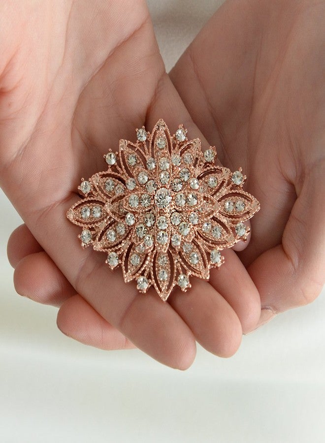 Mariell Rose Gold Wedding Jewelry Crystal Bridal Brooch Pin for Brides, Bridesmaids, Mother of the Bride - Image 4