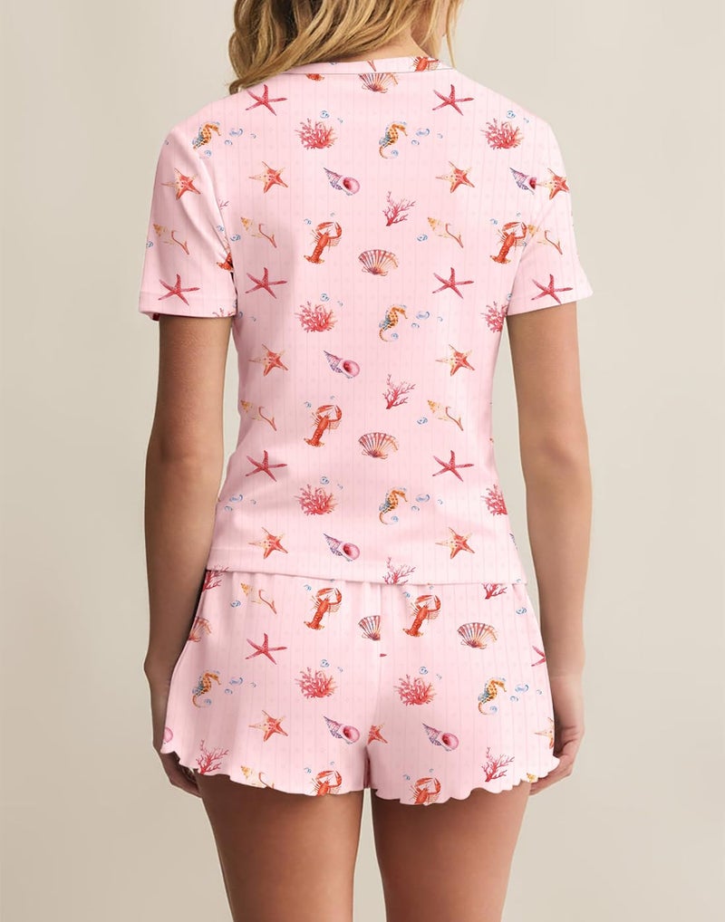 Lacozy Cute Pj Sets for Woman 2 Piece Funny Graphic Short Pajama Set Y2K Crop Top and Shorts Sleep Set Summer XL - Image 3