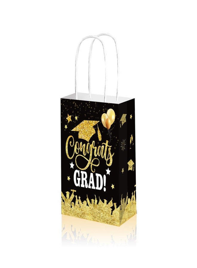 Qpout 12 Pack Graduation Gift Bags 2025, Graduation Goodie Treat Candy Snack Party Favor Bag, Grad Bags Bulk, Small 6.3x3.15x8.27 inch, Black - Image 3