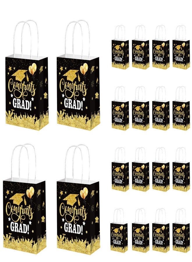 Qpout 12 Pack Graduation Gift Bags 2025, Graduation Goodie Treat Candy Snack Party Favor Bag, Grad Bags Bulk, Small 6.3x3.15x8.27 inch, Black - Image 1
