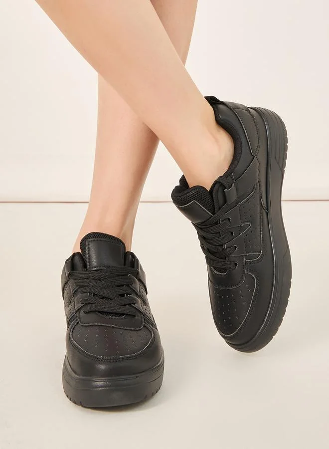 Take Two Textured Thick Sole Sneakers by Styli