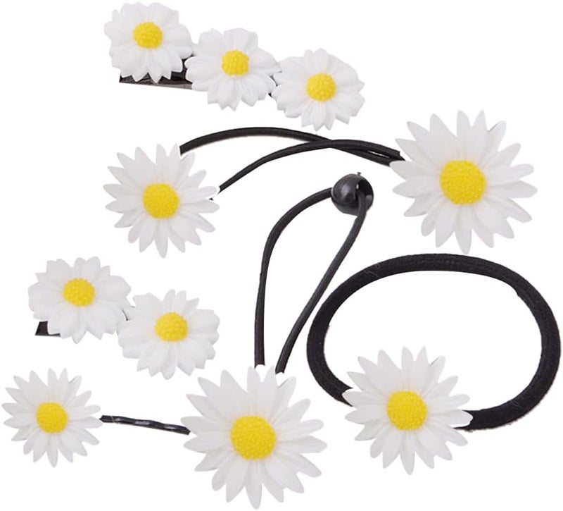 Beaupretty 6PCS Daisy Elastic Hair Ties Hair Clip Elastic Ponytail Holders Daisy Accessories for Women Girls