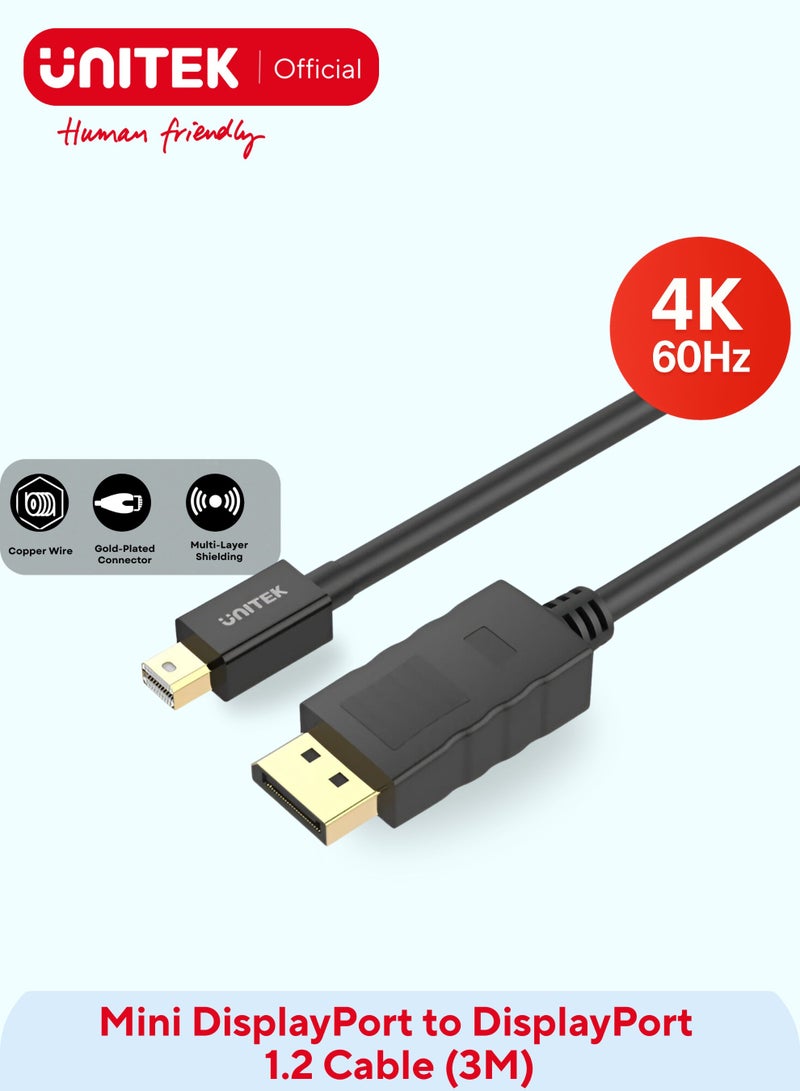 UNITEK كابل Mini DisplayPort إلى DisplayPort 1.2 (4K 60Hz، 1440p@165Hz، 1080p@240Hz) - Image 1