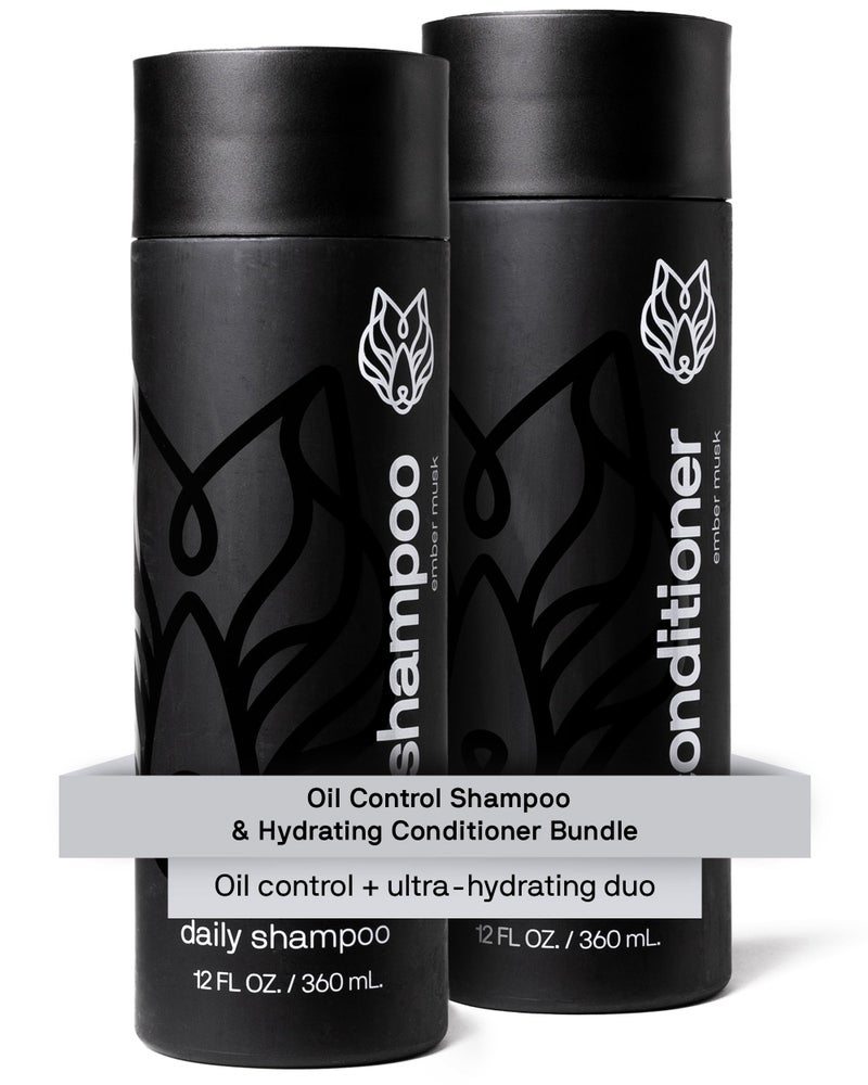 Black Wolf Mens Shampoo & Conditioner Set for Oily Hair - Oil Control Shampoo with Moisturizing & Deep Cleansing Formula - Conditioner for Soft & Silky Strands - Daily Hair Care for Men - Image 1