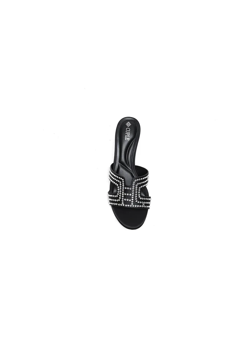 كيوبل Womens embelished pointed-toe kitten heel mules