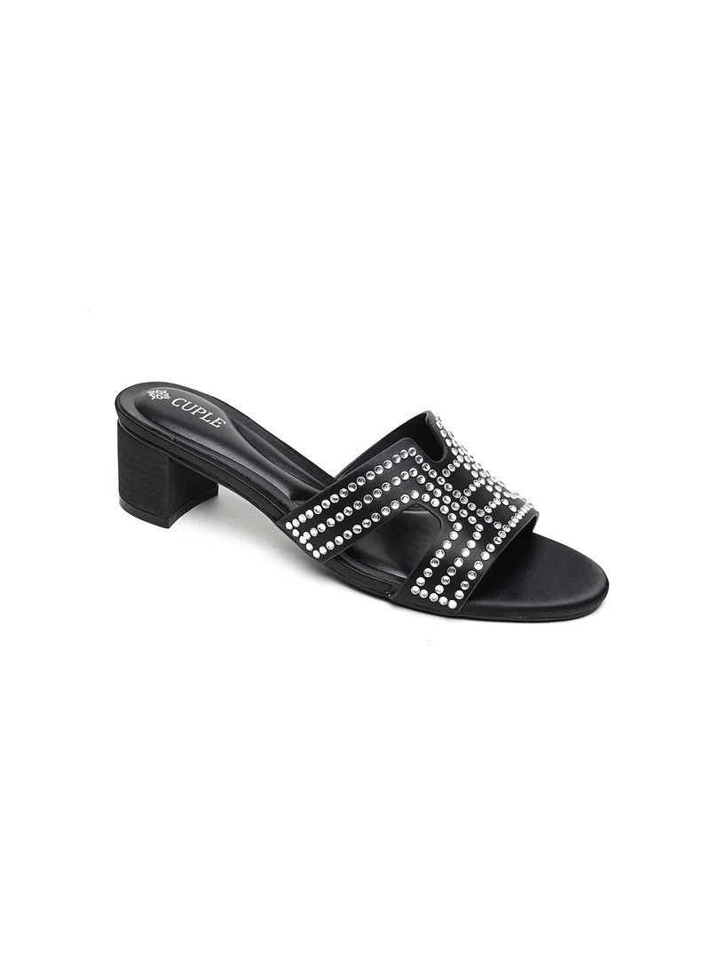 كيوبل Womens embelished pointed-toe kitten heel mules