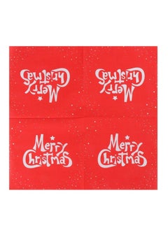 ZAFAA HOME Red Merry Christmas Napkins – Classic Holiday Decor, Disposable Tableware, 20 Sheets/Bag for Parties, Family Dinners, and Seasonal Events  - Image 3