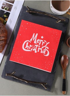 ZAFAA HOME Red Merry Christmas Napkins – Classic Holiday Decor, Disposable Tableware, 20 Sheets/Bag for Parties, Family Dinners, and Seasonal Events  - Image 5