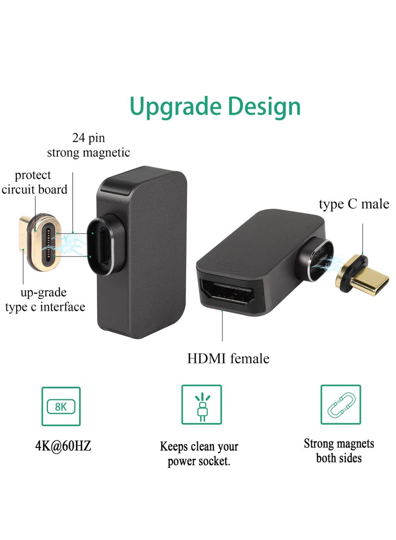 KASTWAVE USB C to HDMI Magnetic Adapter Type C Male to HDMI Female 90 Degree Right Angle Converter 24 Pin Magnetic Tip for Video Wired Projection Screen Support 3D 4K@60HZ, - Image 4
