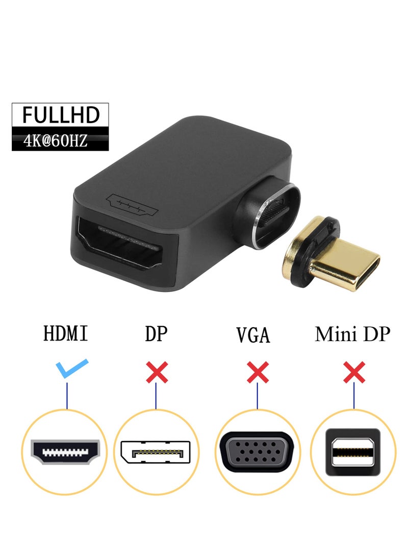 KASTWAVE USB C to HDMI Magnetic Adapter Type C Male to HDMI Female 90 Degree Right Angle Converter 24 Pin Magnetic Tip for Video Wired Projection Screen Support 3D 4K@60HZ, - Image 2