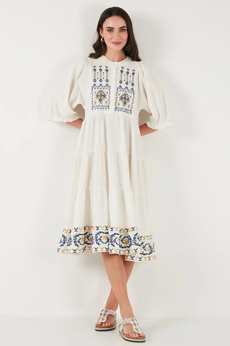 Lela Embroidered Tiered Dress