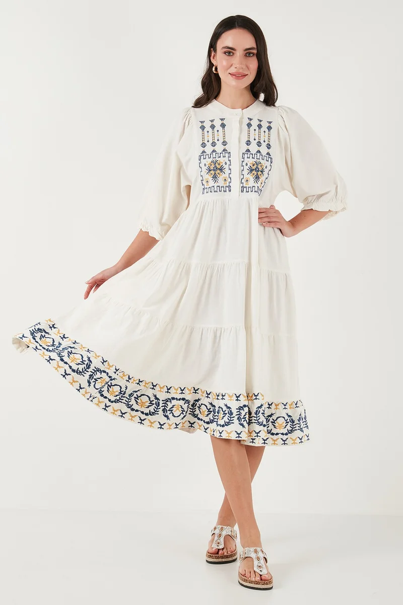 Lela Embroidered Tiered Dress