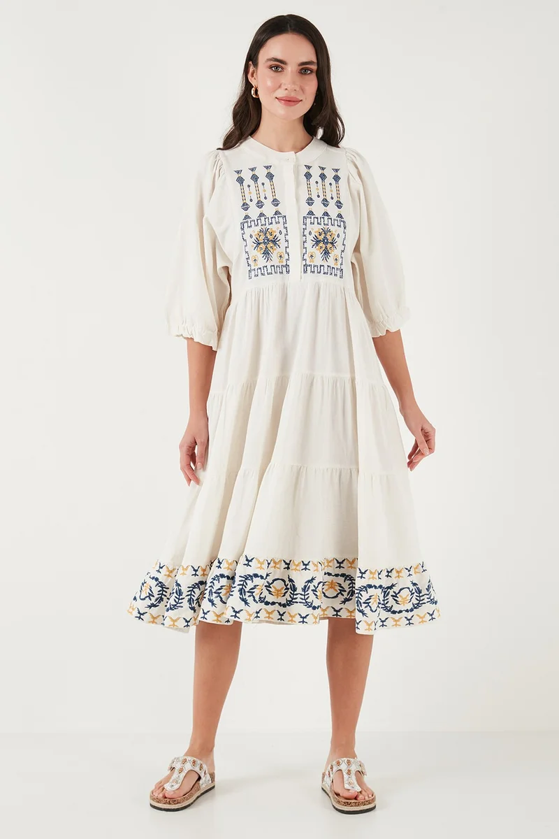 Lela Embroidered Tiered Dress