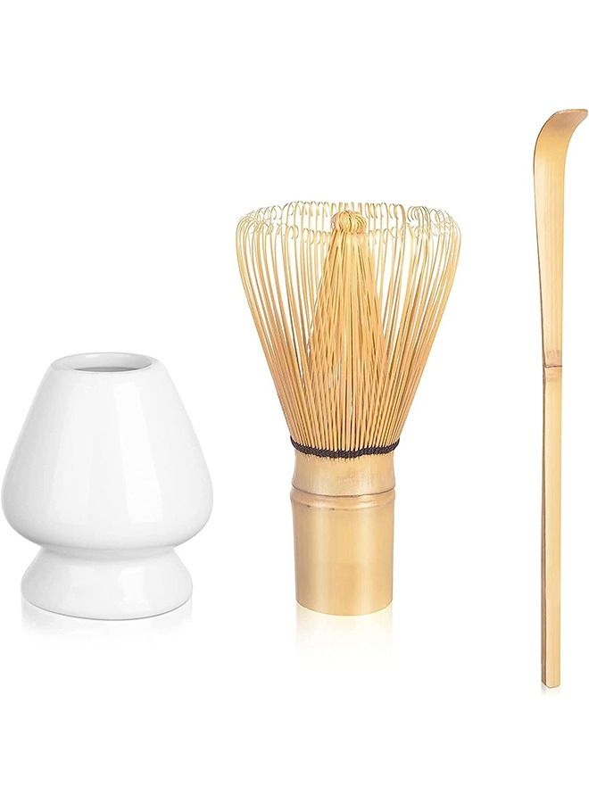 Matcha Set  Matcha Whisk (Chasen) Traditional Scoop (Chashaku) Whisk Holder  - Image 1
