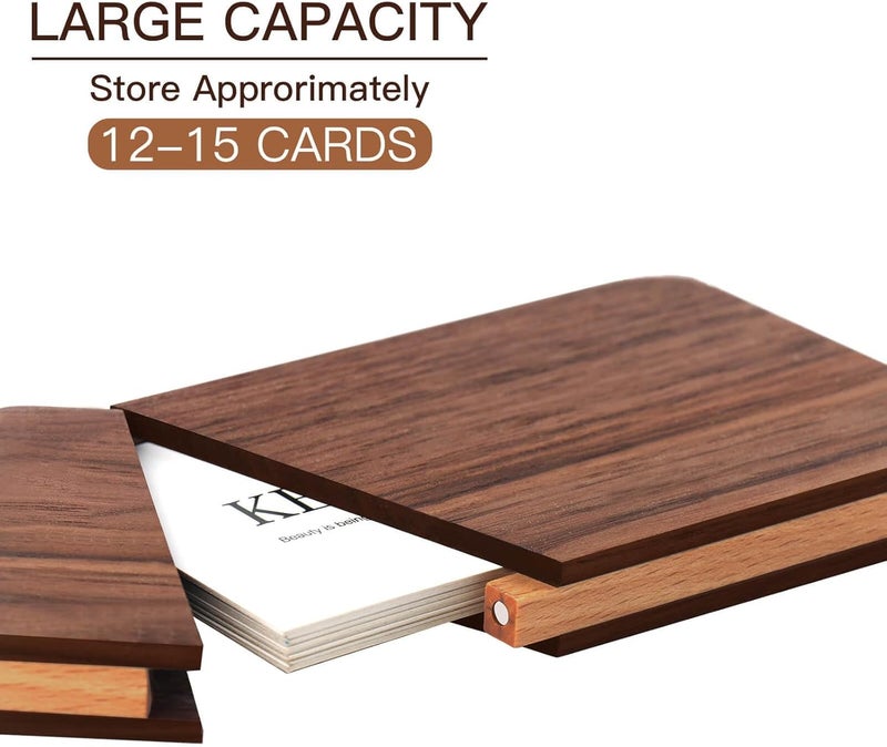KASTWAVE Wooden Business Card Case, Portable Wood Business Card Holders, Black Walnut Solid Wood Slim Business Card Case, Business Gift For Men Pocket Card Holder - Image 4