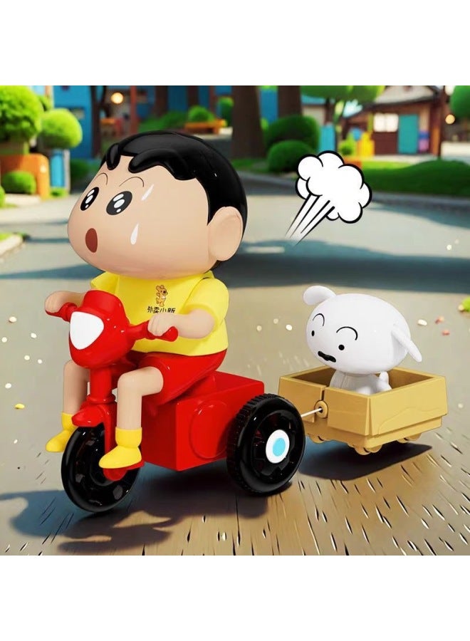 لعبة Crayon Shin Don't Want To Get Up لعبة زحف متحركة لطيفة وممتعة مصنوعة يدويًا، هدية لعب ملفوفة محيطة - اللون: ركوب الدراجات Xiaoxin + Xiaobai (أصفر) - Image 1
