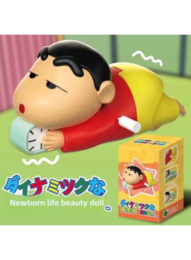 لعبة Crayon Shin Don't Want To Get Up لعبة زحف متحركة لطيفة وممتعة مصنوعة يدويًا، هدية لعب ملفوفة محيطة - اللون: ركوب الدراجات Xiaoxin + Xiaobai (أصفر) - Image 2