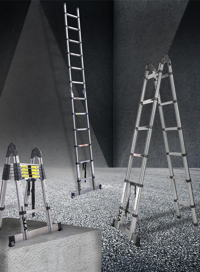 VTC Double telescopic ladder, 4.2 meters (2.1+2.1 m), multi-purpose, easy to carry and store, suitable for professional and commercial use. - Image 1