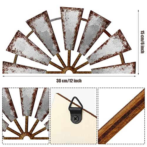 Yookeer Farmhouse Living Room Wall Decor Wood Windmill Rustic Wooden Wall Art Decorative Windmill Sculpture Home Decor for Bedroom Nursery Dorm Home(11.4 x 5.5 Inches,Semicircle) - Image 3