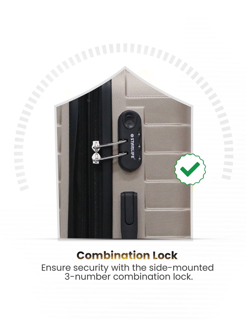 ستار لايف مجموعة حقائب سفر بعجلات من الجانب الصلب ABS مكونة من 3 قطع بعجلات دوارة مع قفل أرقام - Image 3