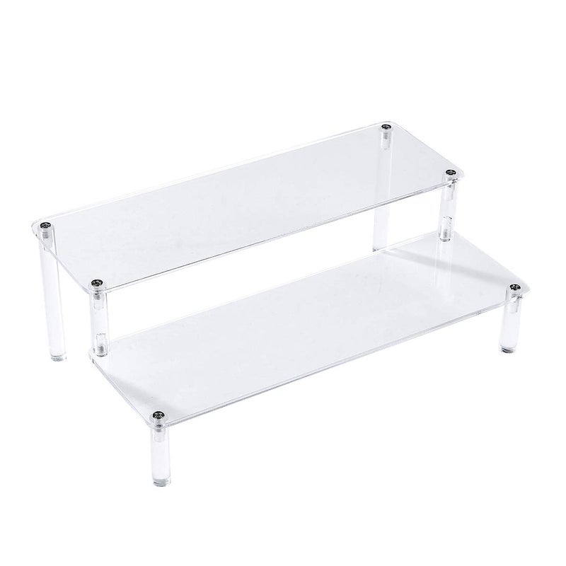 BYCY BYCY Acrylic Clear 2Tier Riser Display Shelf for Figures Desserts Holder Collections Organizer and Cosmetic Items Shelf 12 x 69 x 425 