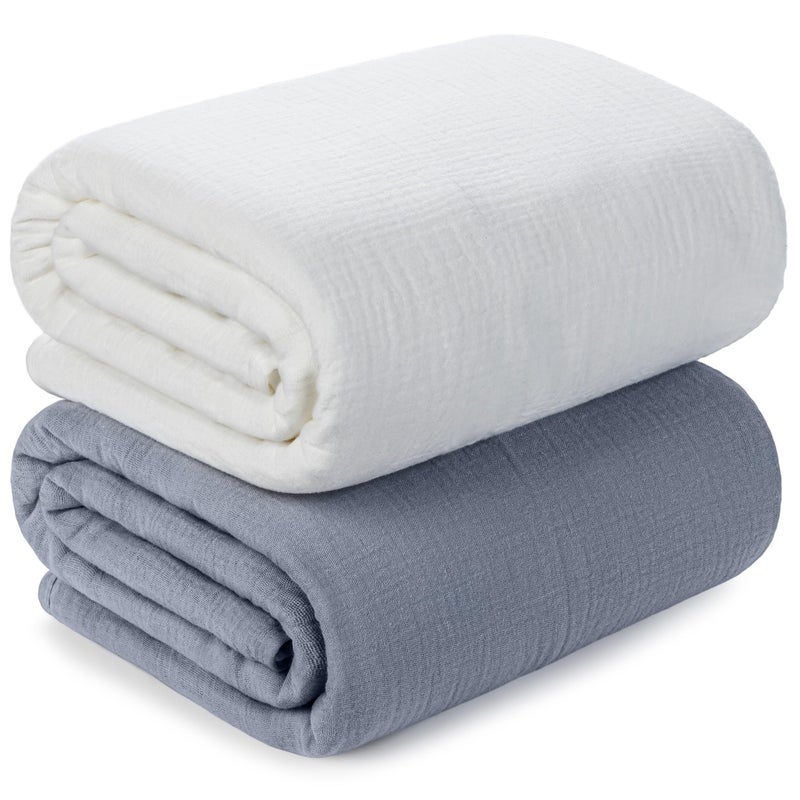GUNTAIL Muslin Swaddle Blankets for Newborn 2 Pack Breathable Soft Receiving Blanket Large 41 x 41 inches Swaddle Wrap Burping Clothes Essentials Infant Shower Items White Light Gray - Image 2
