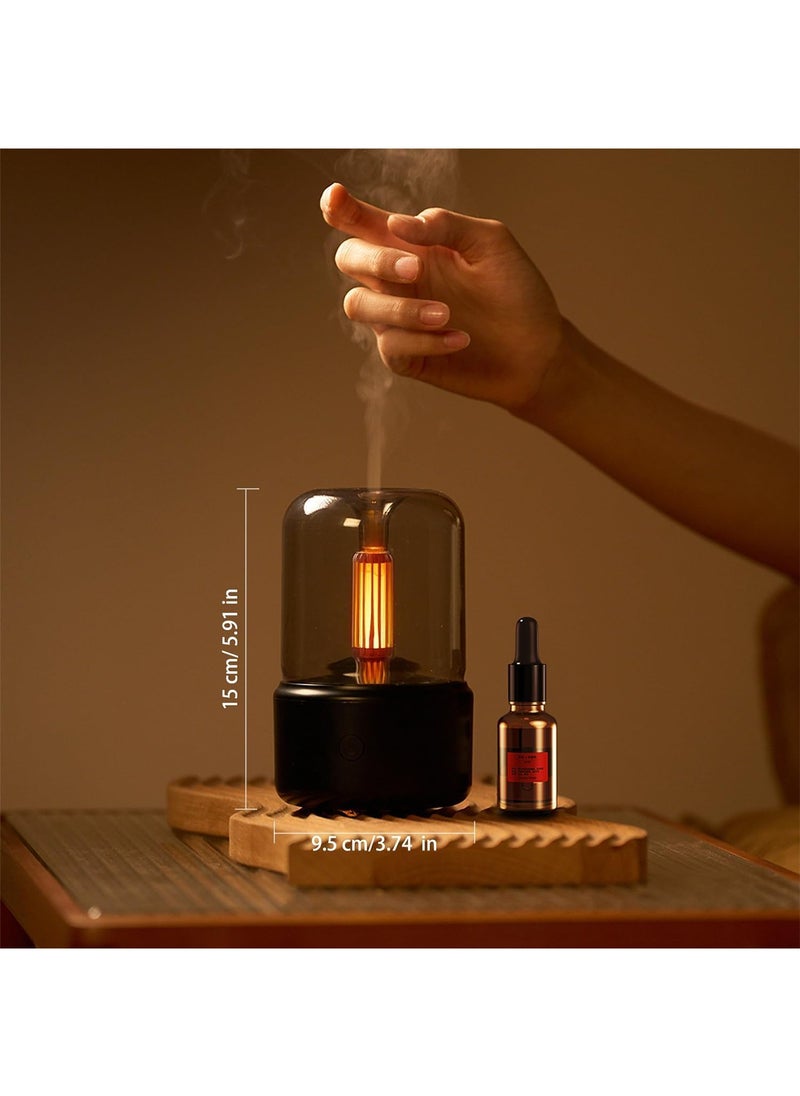 Essential Oil Diffuser, 120ml Aromatherapy Diffuser with Auto Shut-Off Function, Ultrasonic Diffusers for Essential Oils, Cool Mist Humidifier with Warm Lights, Humidifier for Home & Office (Black)