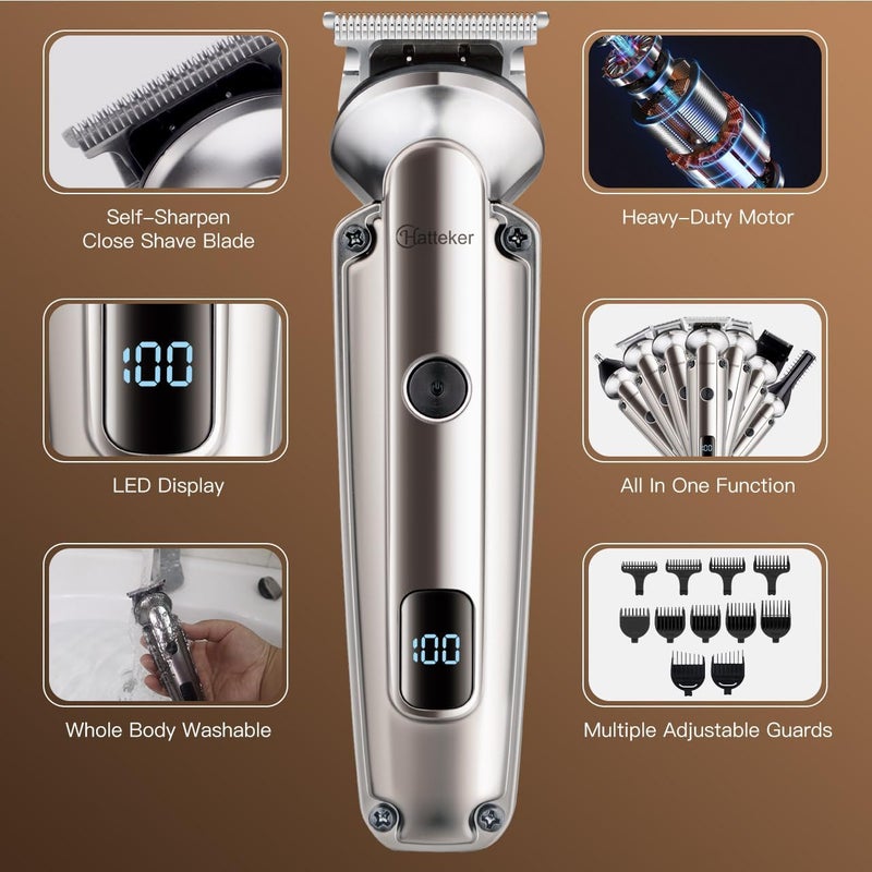 Hatteker Beard Trimmer for Men, Waterproof Hair Trimmer Electric Razor, Cordless Hair Clippers Shavers for Men, Shaving Kit for Nose Mustache Body Facial, Beard Grooming Kit - Image 4