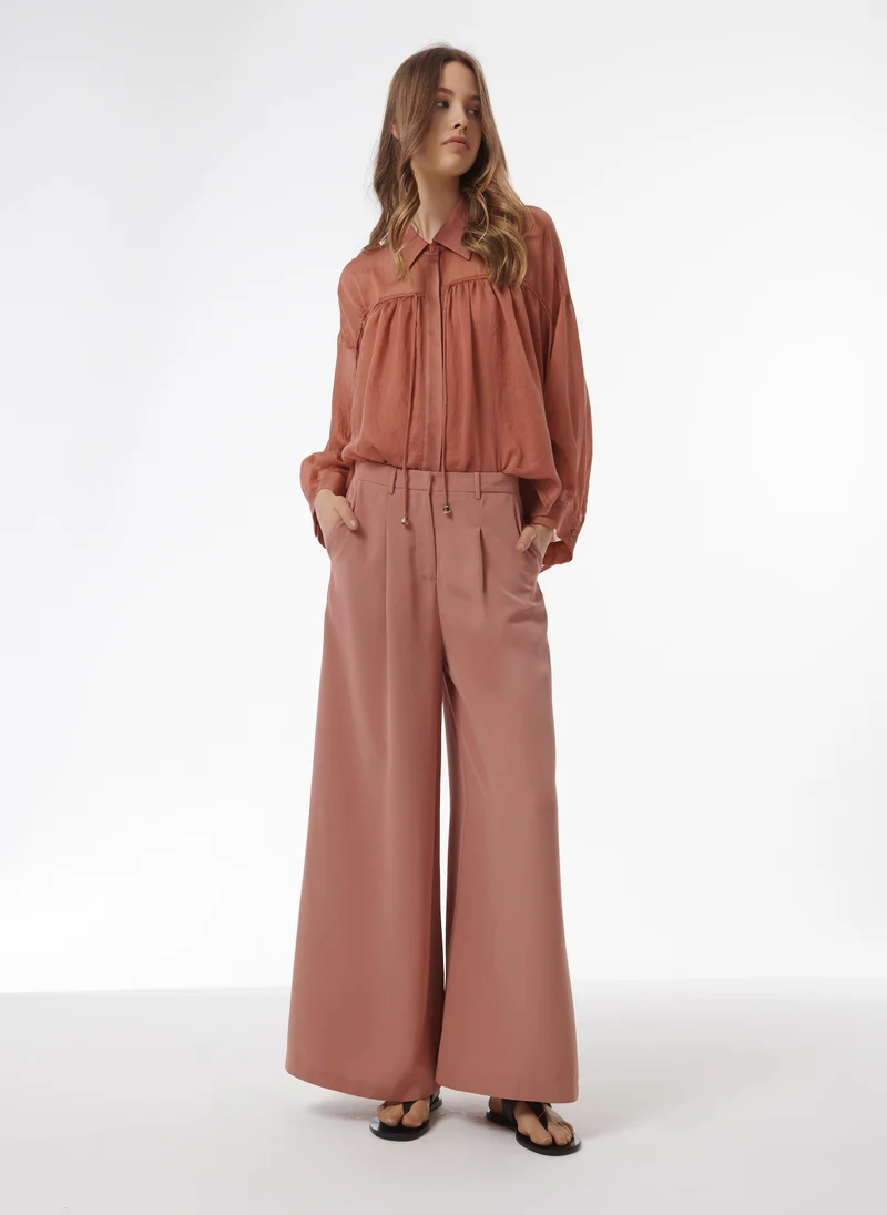 ليم بنطلون واسع مزين بثنيات