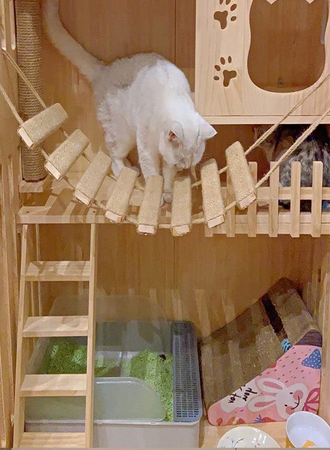 AGRICUE Cat Climbing Frame Bridge Cat Ladder Sisal Rope Cat Tree Tower Use for Cage Pet Furniture Toys ﻿ (Wood, 20in, 1) - Image 2